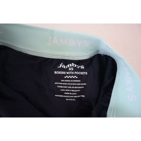 Jambys Unisex Sz XS Navy Blue/Mint Soft Breathable Boxer Shorts w/Pockets - Picture 3 of 10